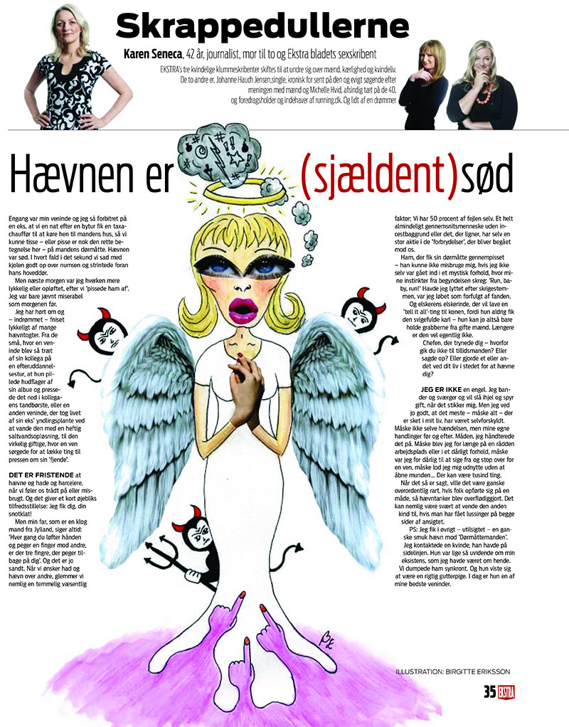 Hele foråret alene. Illustration til Skrappedullerne, Ekstra Bladet. Illustrator Birgitte Eriksson