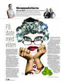 På date med eliten. Illustration til Skrappedullerne, Ekstra Bladet. Illustrator Birgitte Eriksson