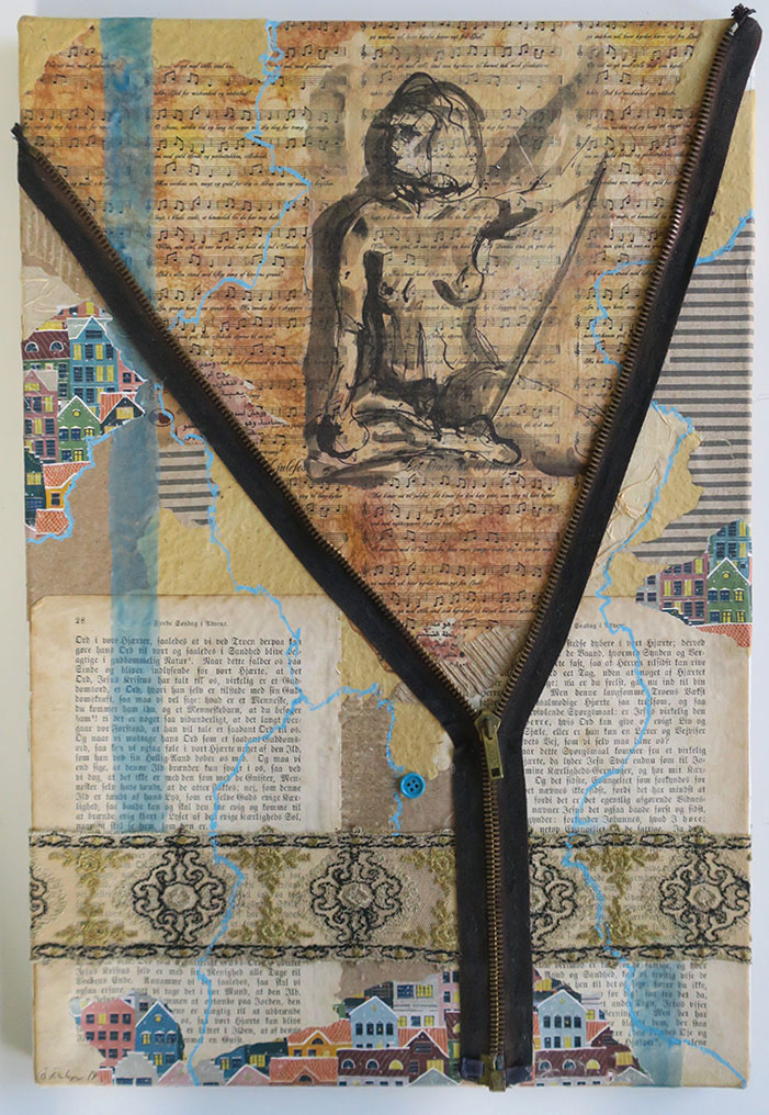 Collagebilleder på lærred. Collage kunst Birgitte Eriksson