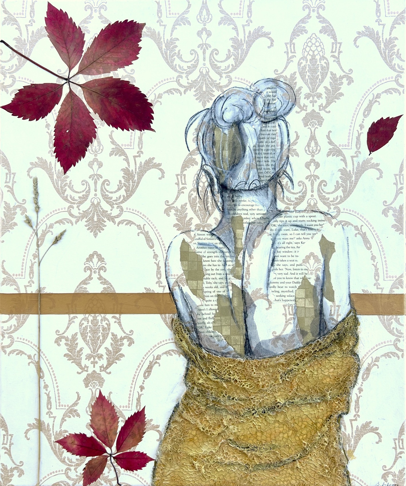 Collagebilleder på lærred. Collage kunst Birgitte Eriksson