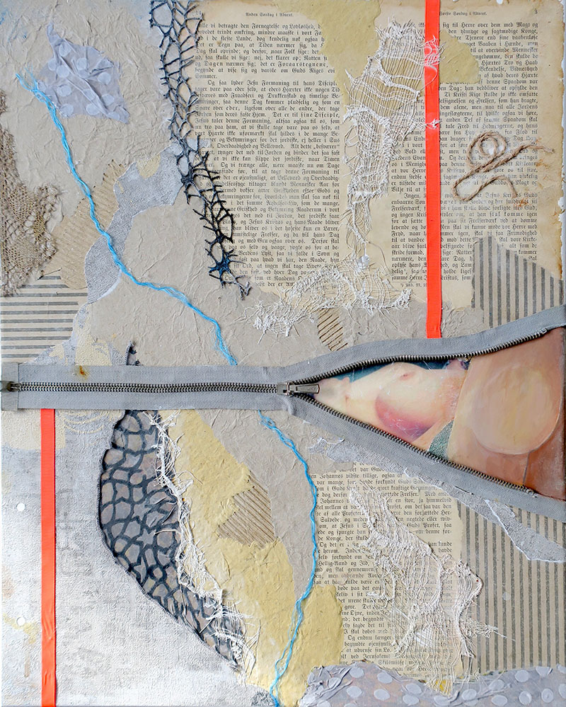 Collagebilleder på lærred. Collage kunst Birgitte Eriksson