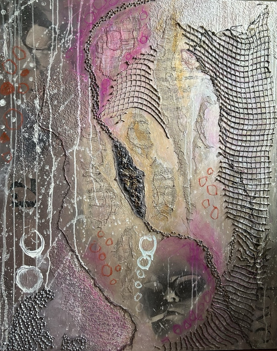 Collagebilleder på lærred. Collage kunst Birgitte Eriksson