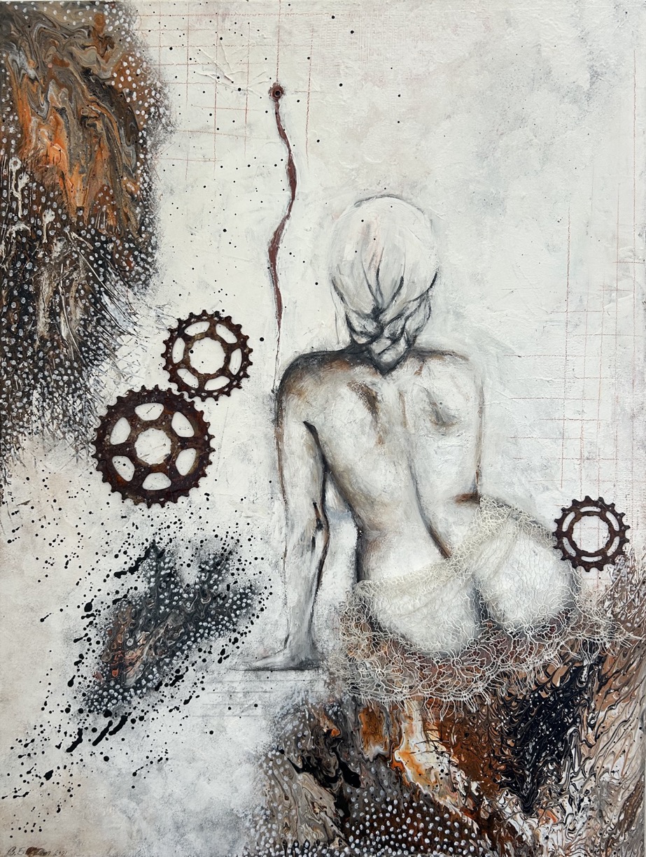 Collagebilleder på lærred. Collage kunst Birgitte Eriksson