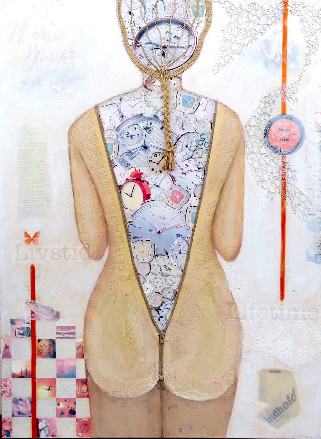 Collagebilleder på lærred. Collage kunst Birgitte Eriksson