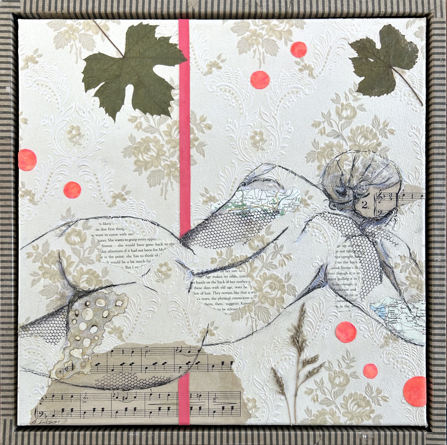 Collagebilleder på lærred. Collage kunst Birgitte Eriksson