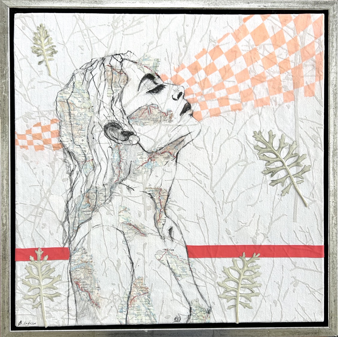 Collagebilleder på lærred. Collage kunst Birgitte Eriksson