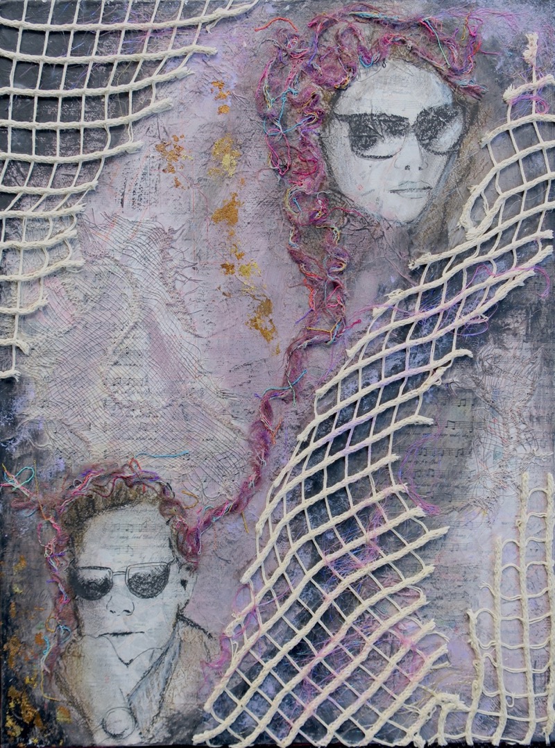 Collagebilleder på lærred. Collage kunst Birgitte Eriksson