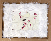 Collagebilleder på lærred. Collage kunst Birgitte Eriksson