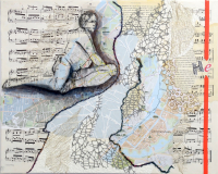Collagebilleder på lærred. Collage kunst Birgitte Eriksson