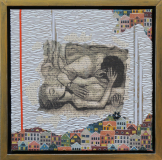 Collagebilleder på lærred. Collage kunst Birgitte Eriksson