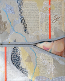 Collagebilleder på lærred. Collage kunst Birgitte Eriksson