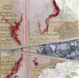 Collagebilleder på lærred. Collage kunst Birgitte Eriksson