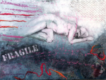 Collagebilleder på lærred. Collage kunst Birgitte Eriksson