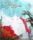 Collagebilleder på lærred. Collage kunst Birgitte Eriksson