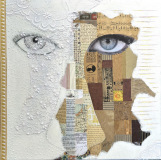 Collagebilleder på lærred. Collage kunst Birgitte Eriksson