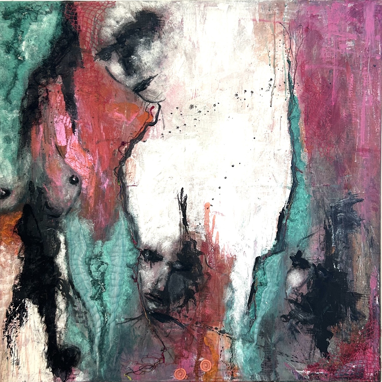 Collagebilleder på lærred. Collage kunst Birgitte Eriksson