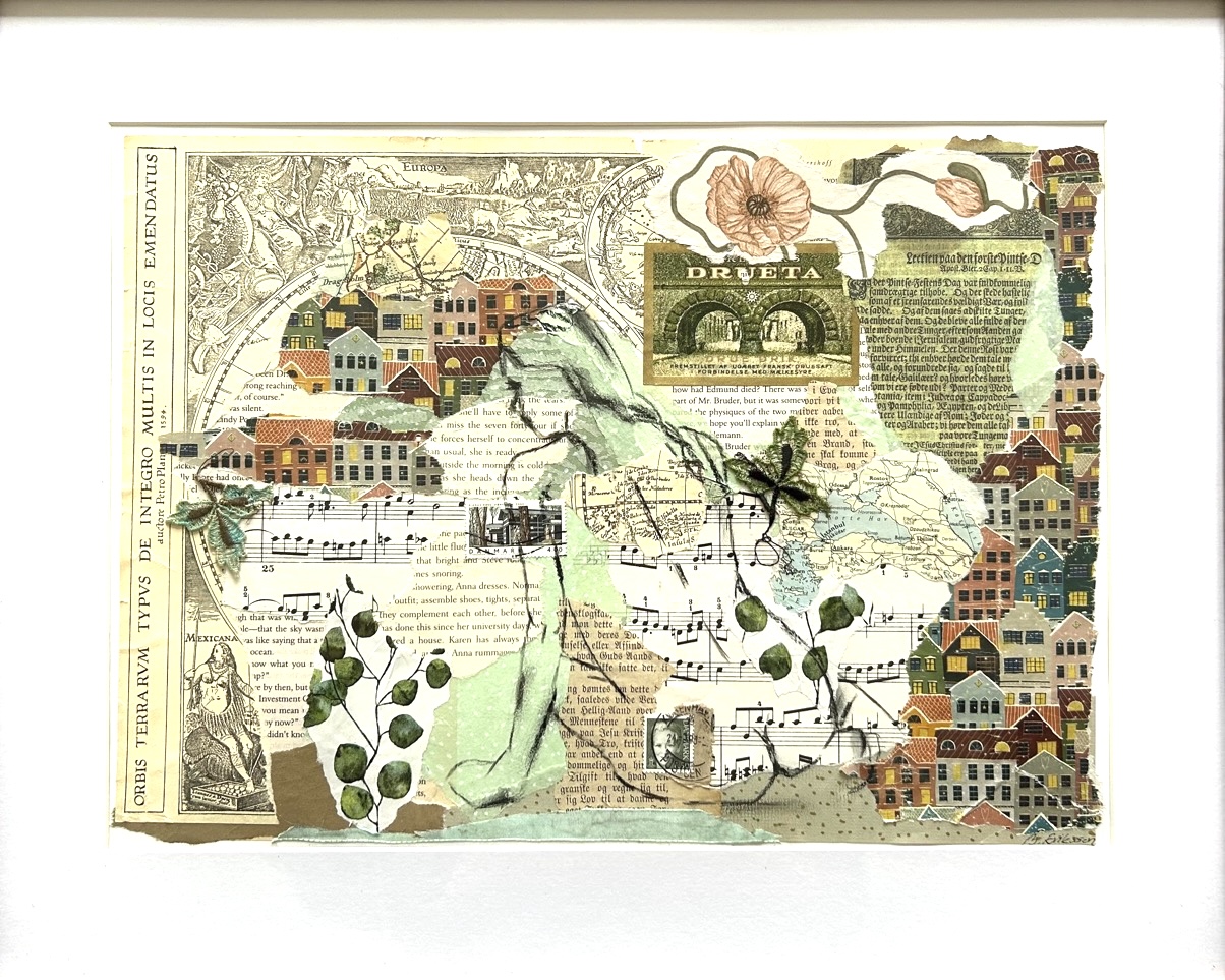 Billedkunst. Collage på papir. Unikke collagebilleder. Collage billeder.  Collage kunst af Birgitte Eriksso