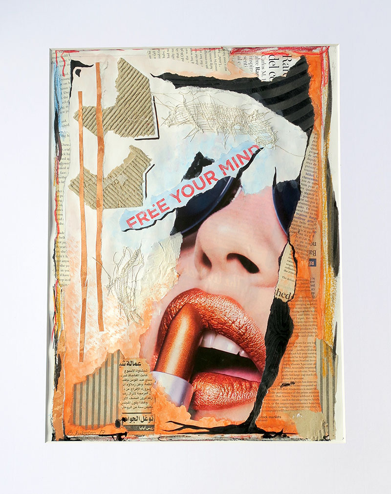 Billedkunst. Collage på papir. Unikke collagebilleder. Collage billeder.  Collage kunst af Birgitte Eriksson.