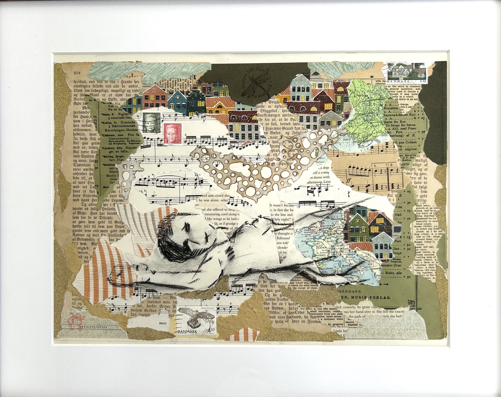 Billedkunst. Collage på papir. Unikke collagebilleder. Collage billeder.  Collage kunst af Birgitte Eriksson.