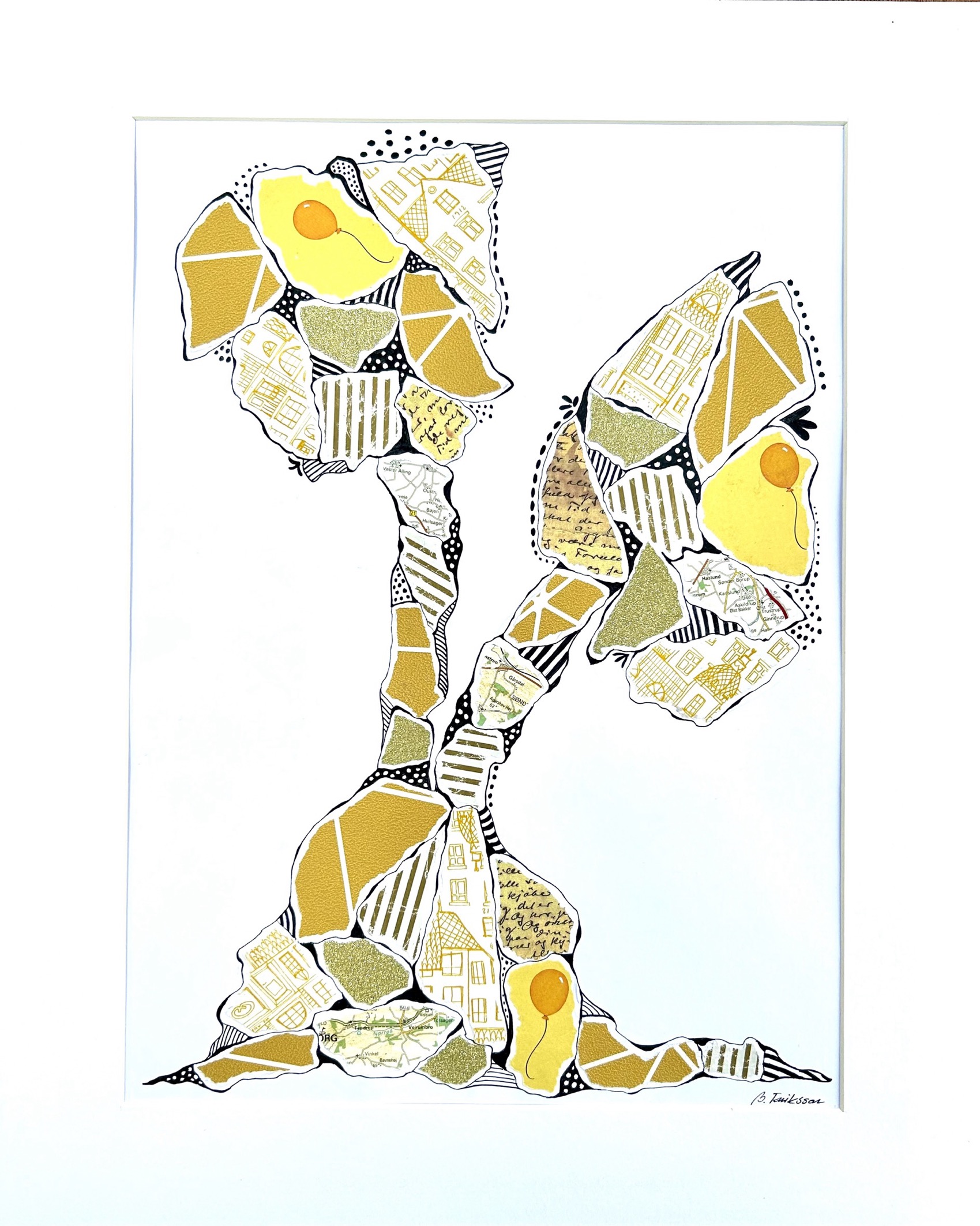 Billedkunst. Collage på papir. Unikke collagebilleder. Collage billeder.  Collage kunst af Birgitte Eriksson.