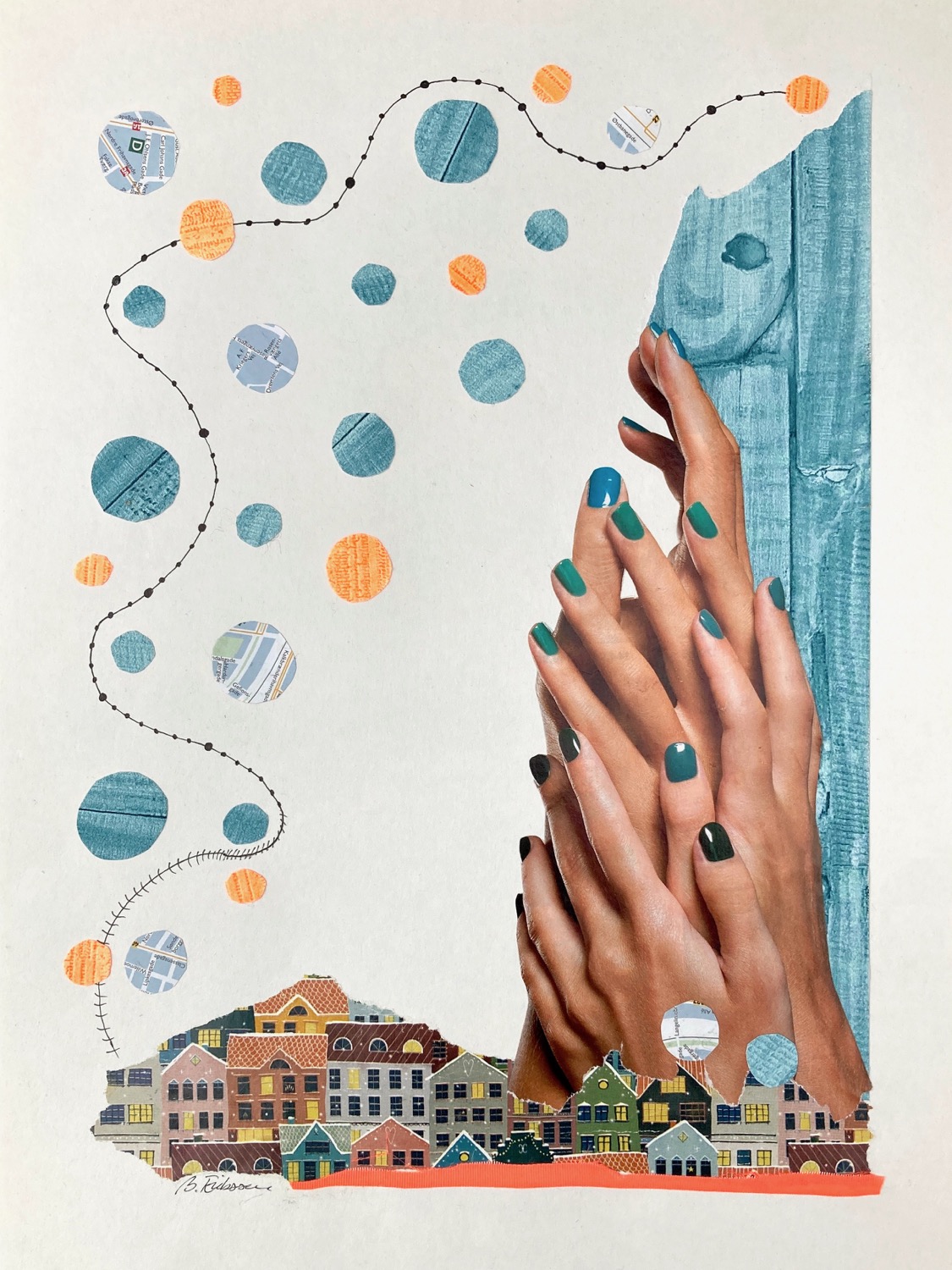 Billedkunst. Collage på papir. Unikke collagebilleder. Collage billeder.  Collage kunst af Birgitte Eriksson.
