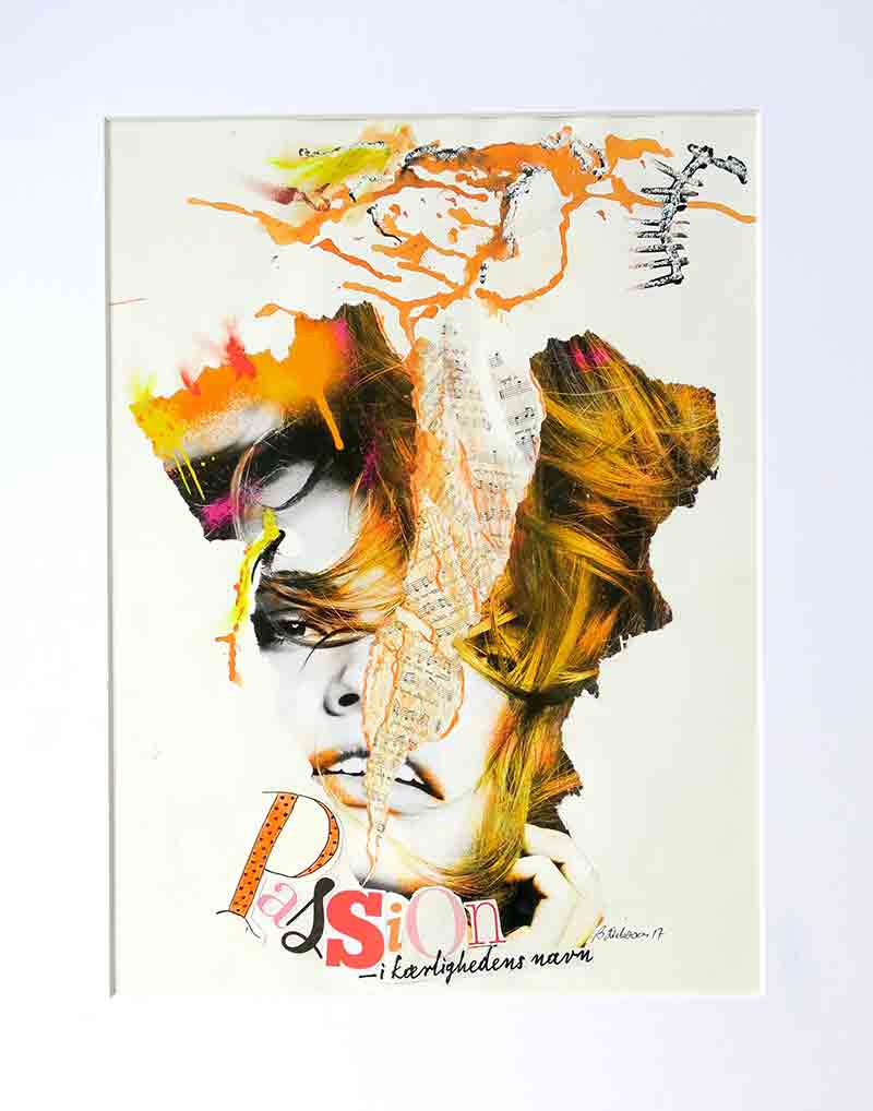 Billedkunst. Collage på papir. Unikke collagebilleder. Collage billeder.  Collage kunst af Birgitte Eriksson.