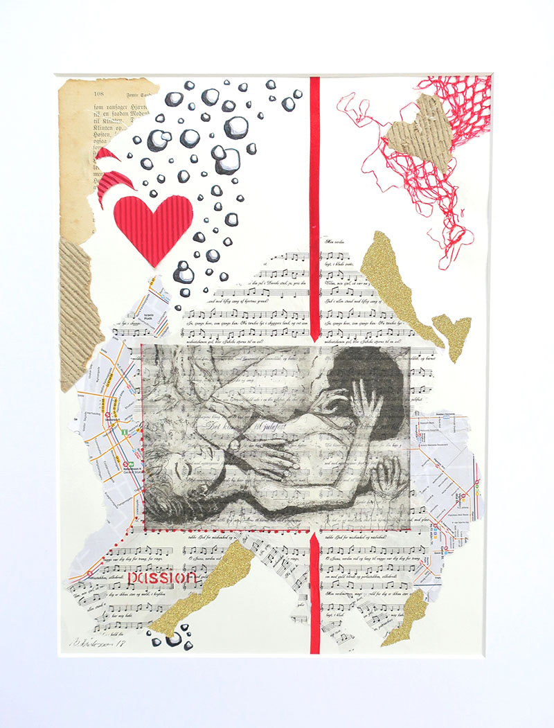 Billedkunst. Collage på papir. Unikke collagebilleder. Collage billeder.  Collage kunst af Birgitte Eriksson.