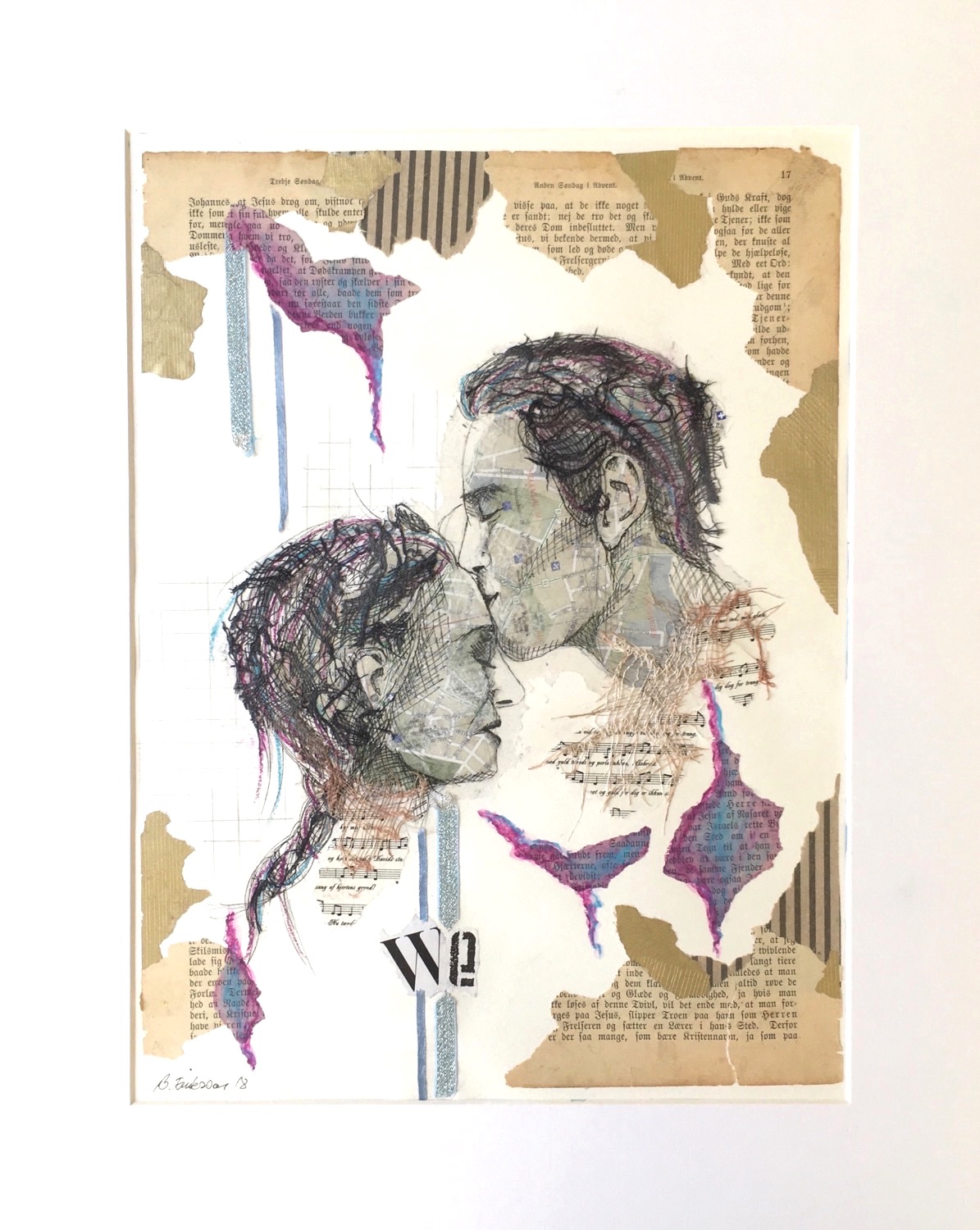 Billedkunst. Collage på papir. Unikke collagebilleder. Collage billeder.  Collage kunst af Birgitte Eriksson.