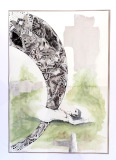 Billedkunst. Collage på papir. Unikke collagebilleder. Collage billeder.  Collage kunst af Birgitte Eriksson.